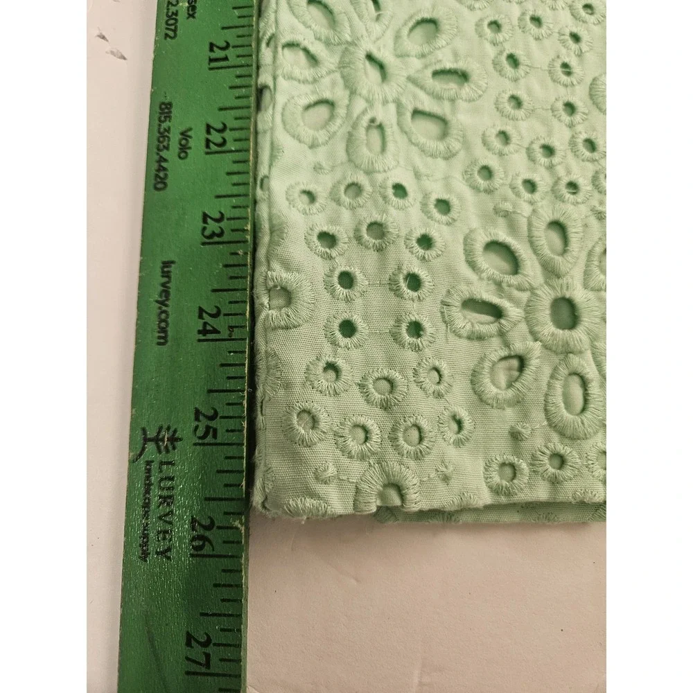 J. CREW Cafe Capri Eyelet Pants in Mint Seafoam Green Size 2 Women Cotton Prep